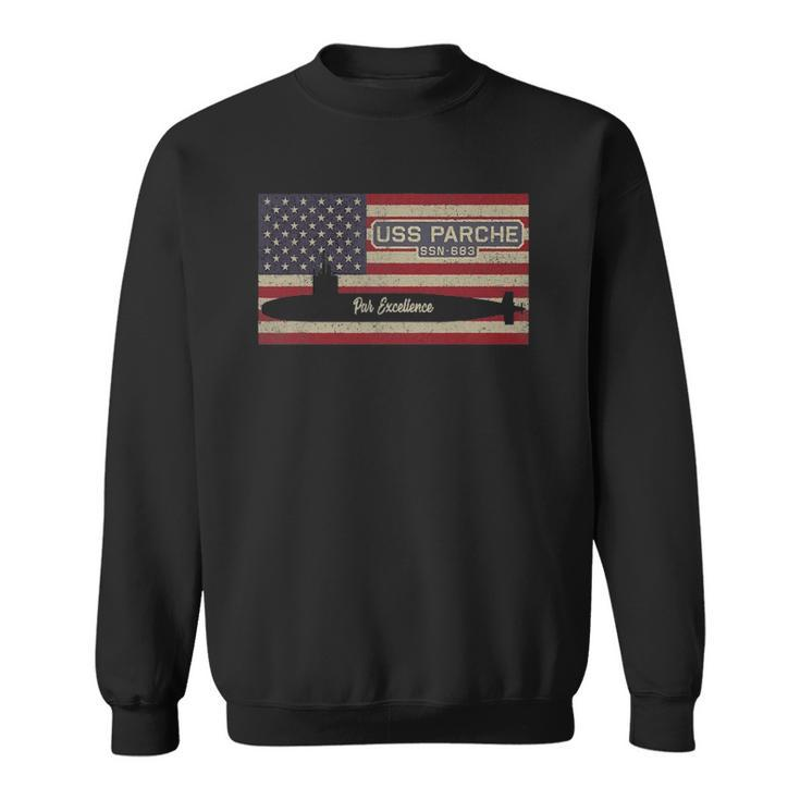 Uss Parche Ssn-683 Submarine Usa American Flag Sweatshirt