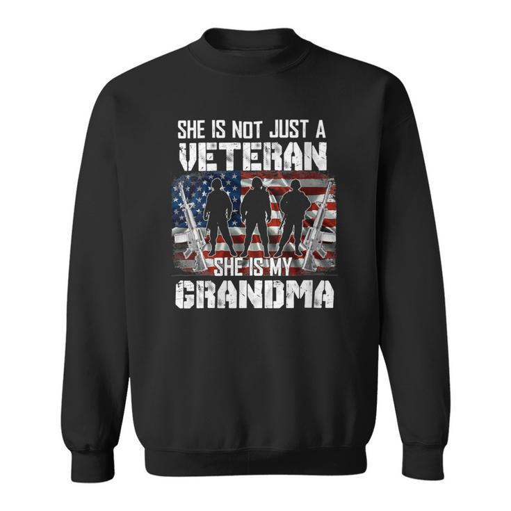 Veteran Womens Veteran She Is My Grandma American Flag Veterans Day 333 Navy Soldier Army Military Sweatshirt