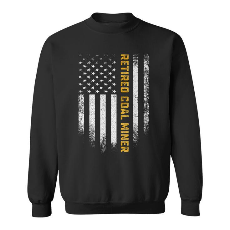 Vintage American Flag Proud Retired Coal Miner Retirement Sweatshirt