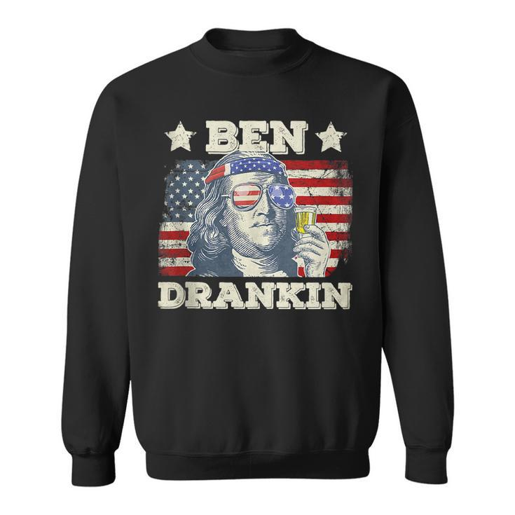 Vintage Ben Drankin 4Th Of July Benjamin Usa Flag   Sweatshirt