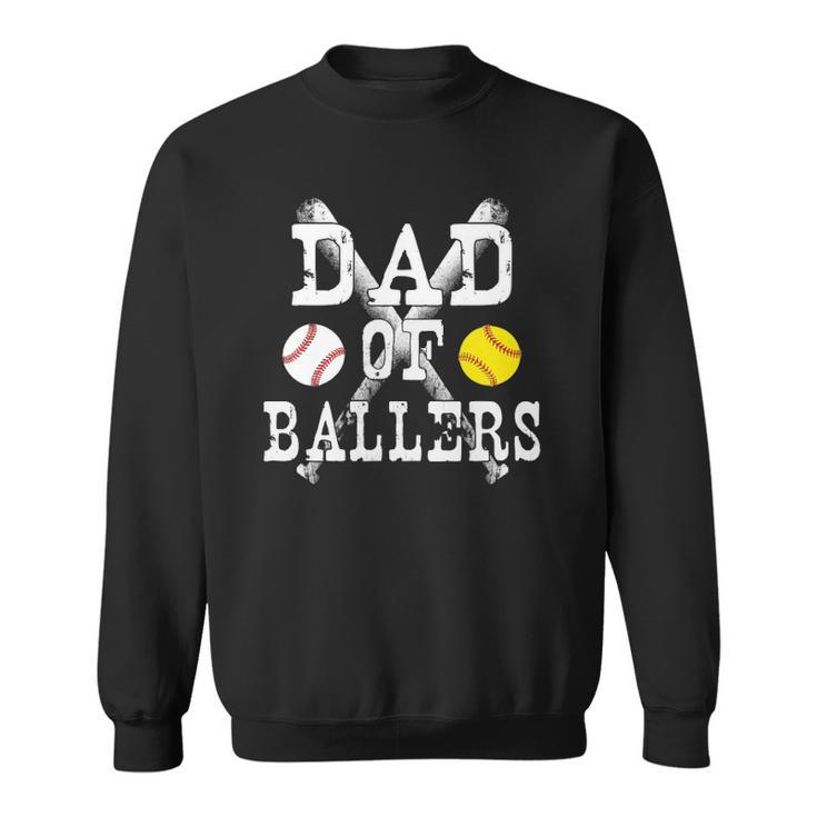 Vintage Dad Of Ballers Funny Baseball Softball Lover Sweatshirt