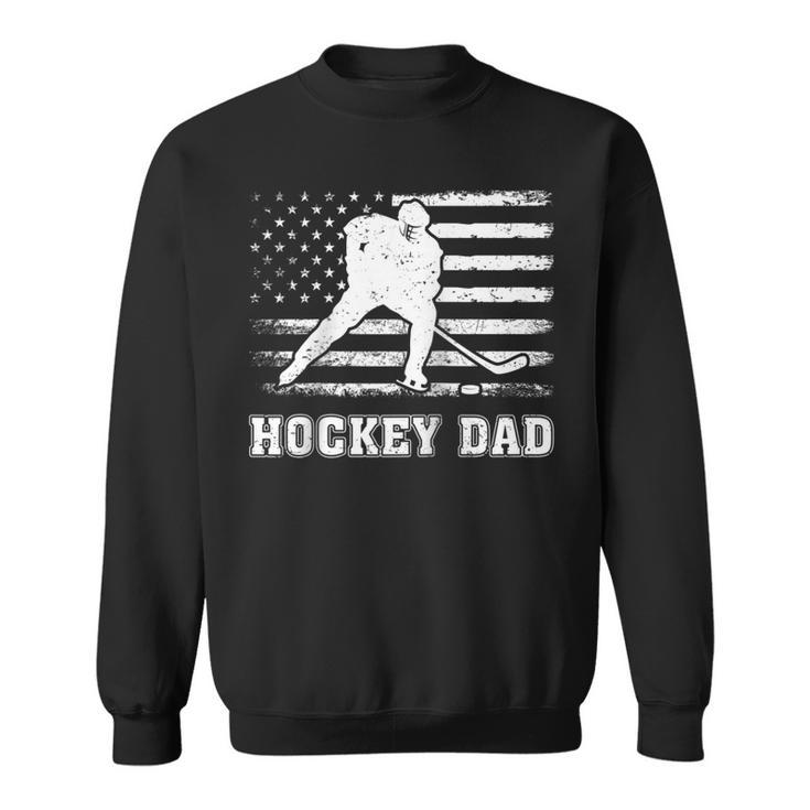 Vintage Hockey Dad American Flag Hockey 4Th Of July  Sweatshirt