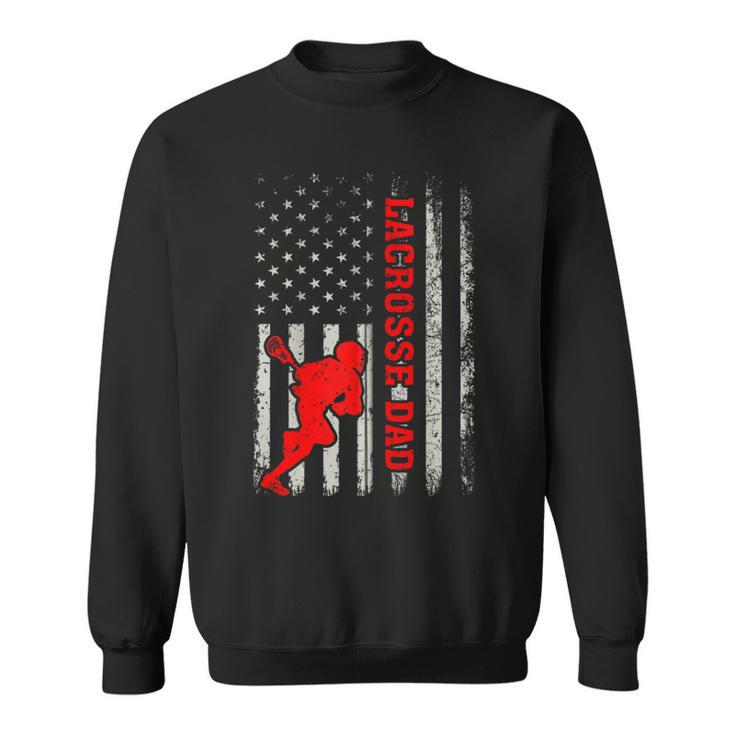 Vintage Lacrosse Dad American Flag Lacrosse 4Th Of July Zip  Sweatshirt