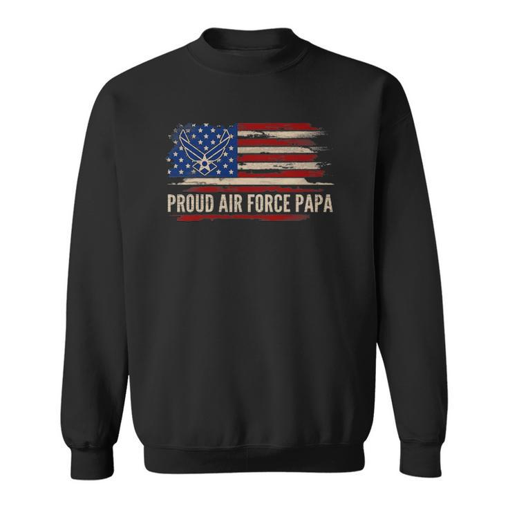 Vintage Proud Air Force Papa American Flag Veteran Gift Sweatshirt