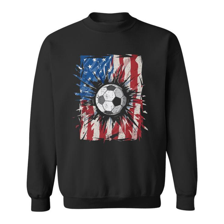 Vintage Soccer 4Th Of July Men Usa American Flag Boys Sweatshirt
