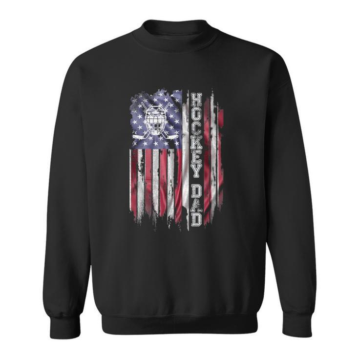 Vintage Usa American Flag Proud Hockey Dad Silhouette Funny Sweatshirt