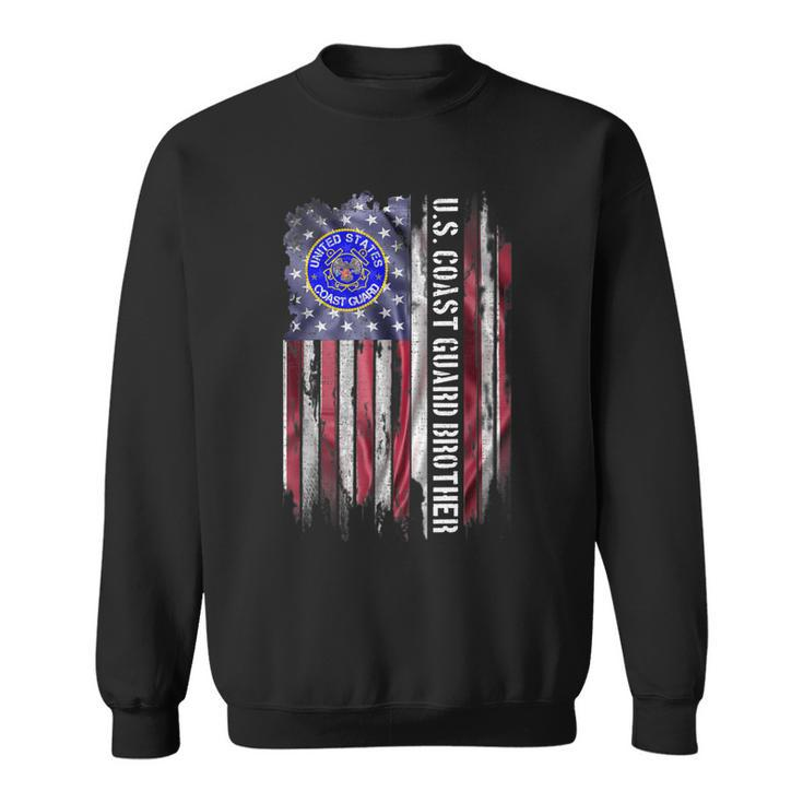 Vintage Usa American Flag Proud Us Coast Guard Brother Funny Sweatshirt