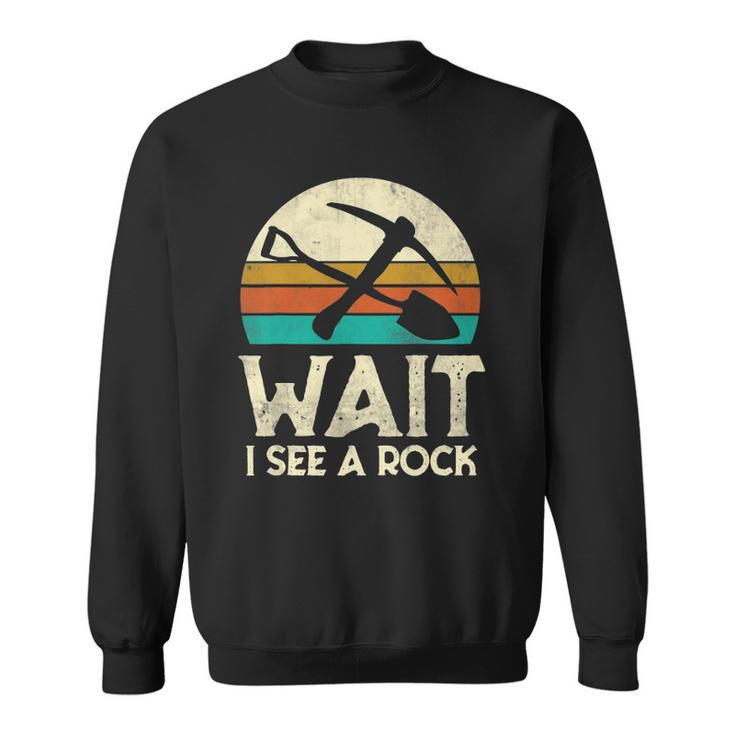 Wait I See A Rock Funny Geologist Gift Science Retro Geology Sweatshirt