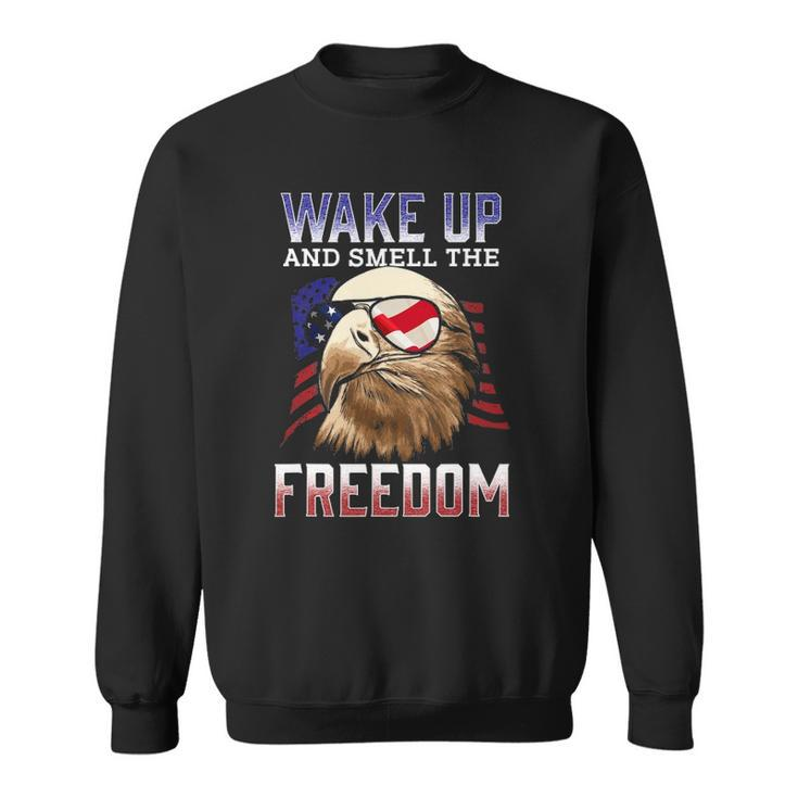 Wake Up And Smell The Freedom Murica American Flag Eagle Sweatshirt