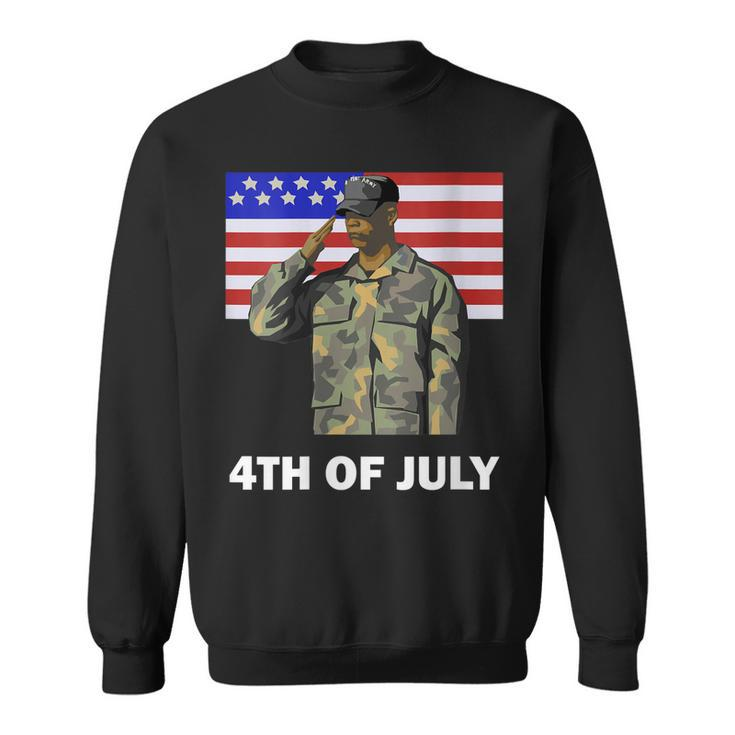 Womens 4Th Of July Proud Army Dad Independence Day American Flag  Sweatshirt