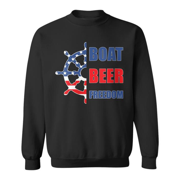 Womens Boat Beer Freedom Nautical Boating 4Th Of July Boaters  Sweatshirt