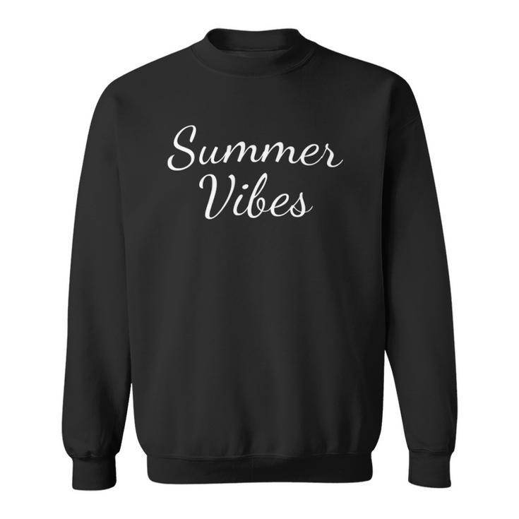 Womens Casual Beach Summer Vibes Lettering Colorful Short Sleeve Sweatshirt