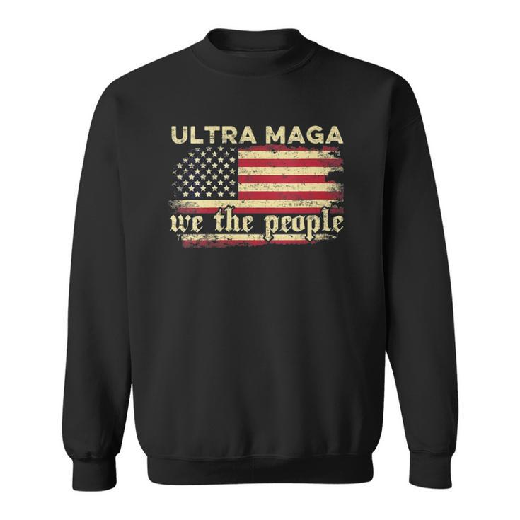Womens Funny Ultra Maga Vintage American Flag Ultra-Maga Retro Sweatshirt