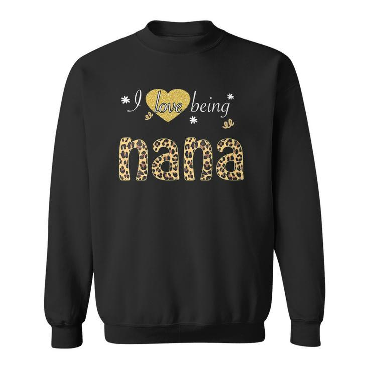 Womens I Love Being Nana Leopard Plaid Tee Gift Sweatshirt