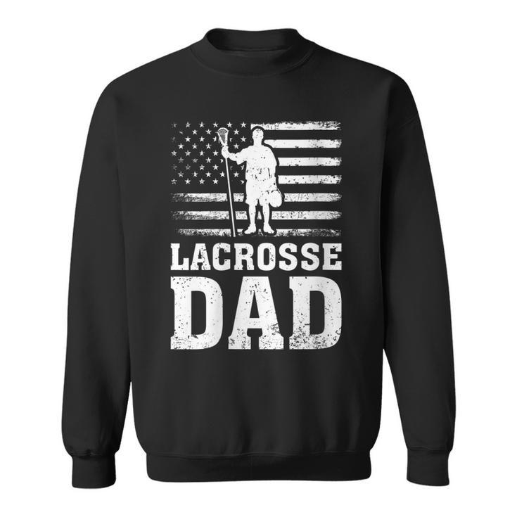 Womens Lacrosse Sports Lover American Flag Lacrosse Dad 4Th Of July  Sweatshirt