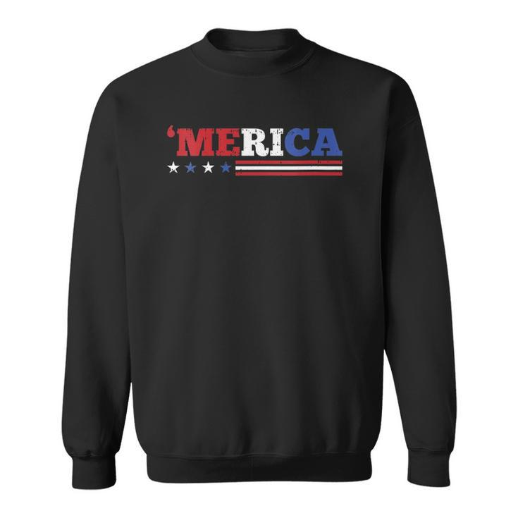 Womens Merica 4Th Of July Independence Day Patriotic American V-Neck Sweatshirt