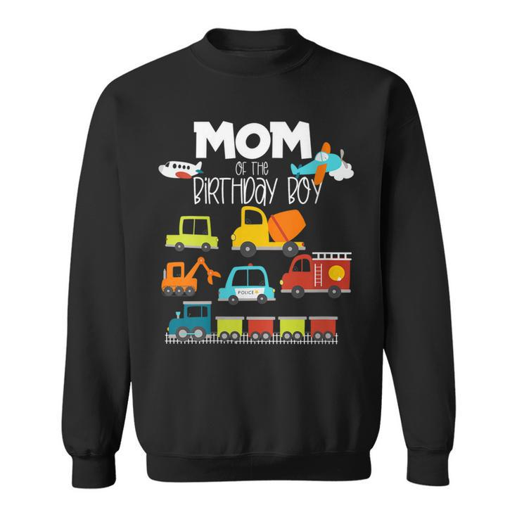 Womens Mom Of The Birthday Boy Family Matching Train Car Fire Truck  Sweatshirt