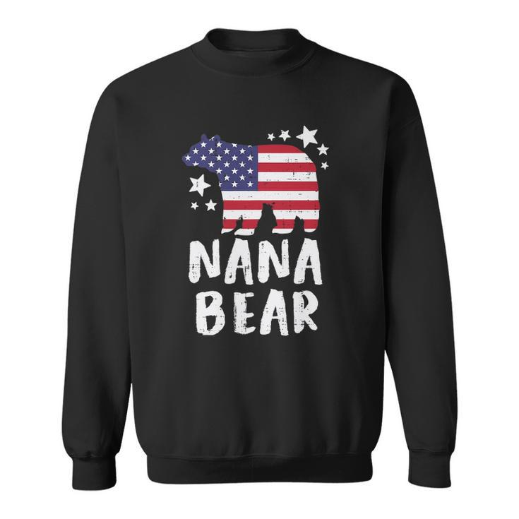 Womens Nana Bear Grandma Us Flag 4Th Of July Matching Family Women Sweatshirt