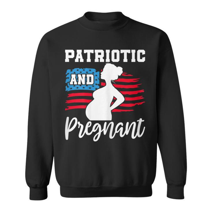 Womens Patriotic And Pregnant Baby Reveal 4Th Of July Pregnancy  Sweatshirt