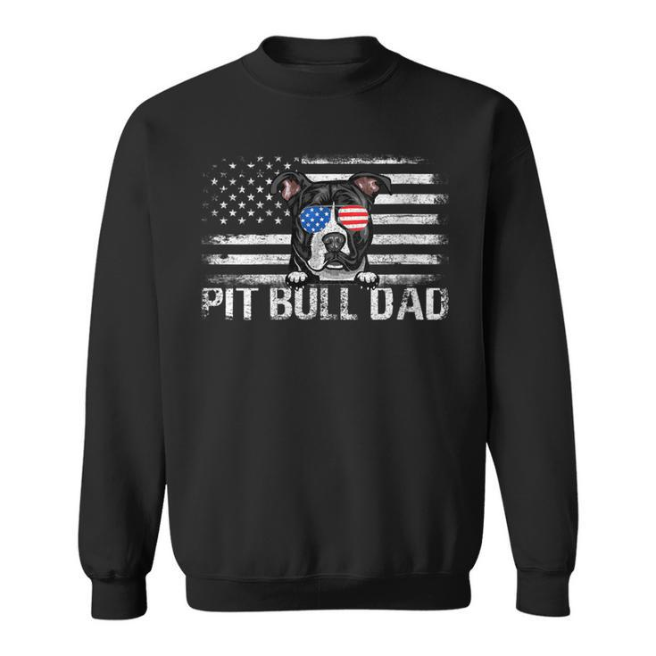 Womens Pit Bull Dad American Flag 4Th Of July Patriotic Gift  Sweatshirt