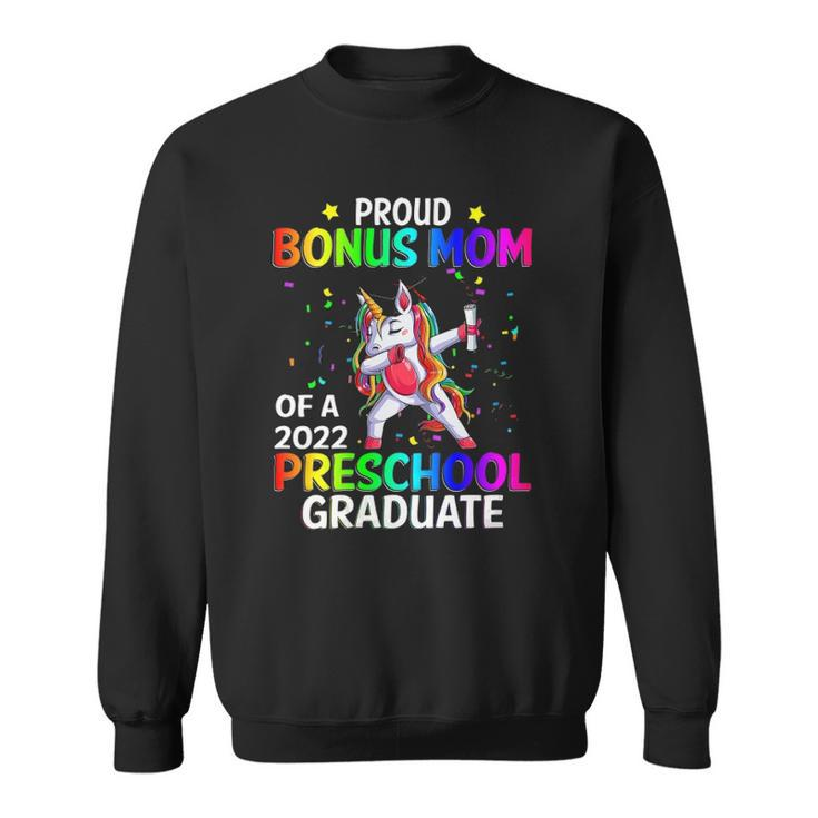 Womens Proud Bonus Mom Of A 2022 Preschool Graduate Unicorn  Sweatshirt