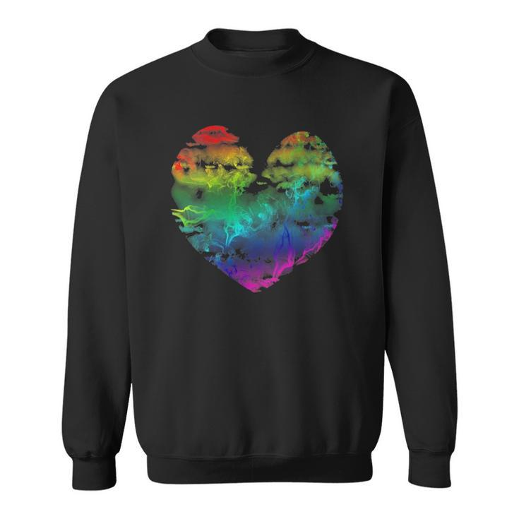 Womens Rainbow Cloudy Heart Lgbt Gay & Lesbian Pride Gift Sweatshirt