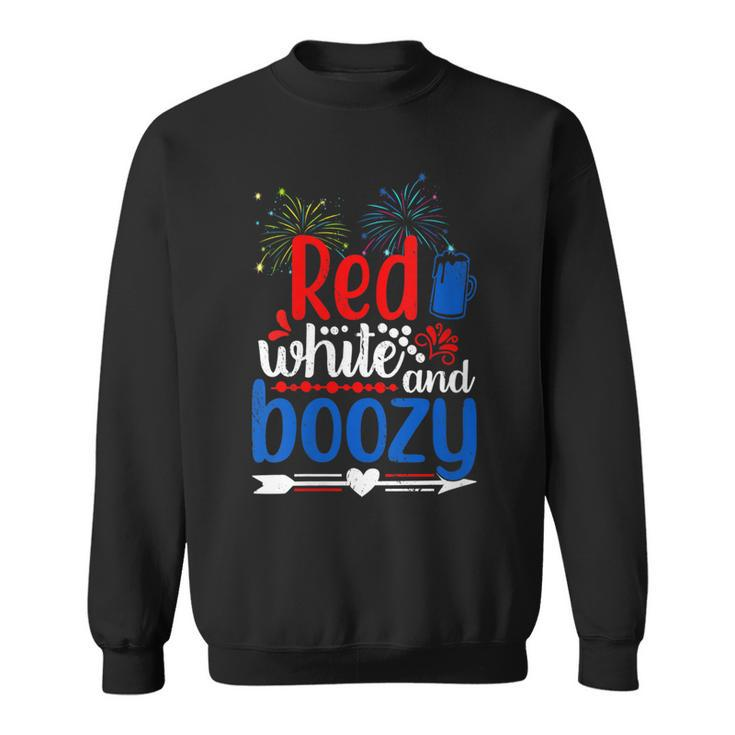 Womens Red White And Boozy Alcohol Booze 4Th Of July Beer Party  Sweatshirt