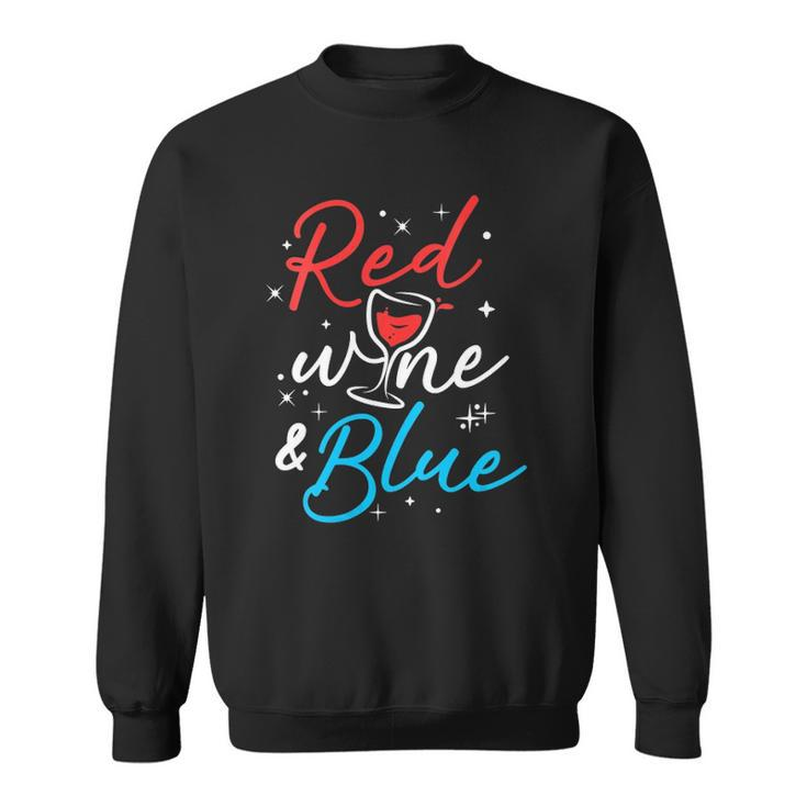 Womens Red Wine And Blue V-Neck Sweatshirt