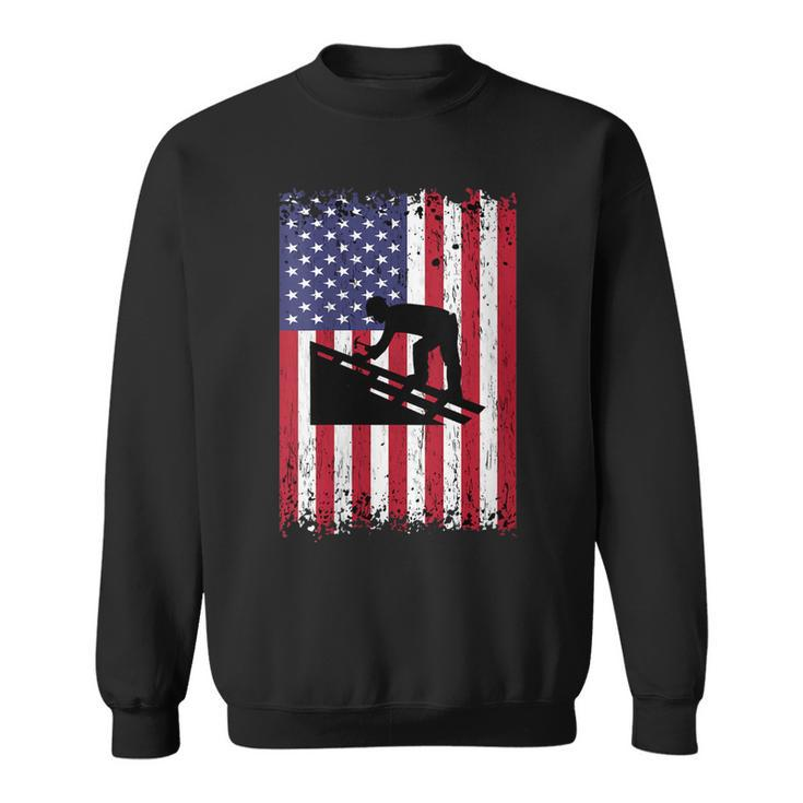 Womens Roofer Dad Usa Flag Patriotic 4Th Of July Gift  Sweatshirt