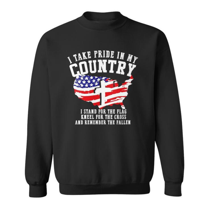Womens Stand For The Flag Kneel For The Cross Patriotic 4Th Of July V-Neck Sweatshirt