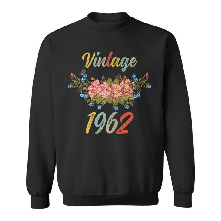 Womens Vintage 1962 Floral 60Th Birthday  Sweatshirt