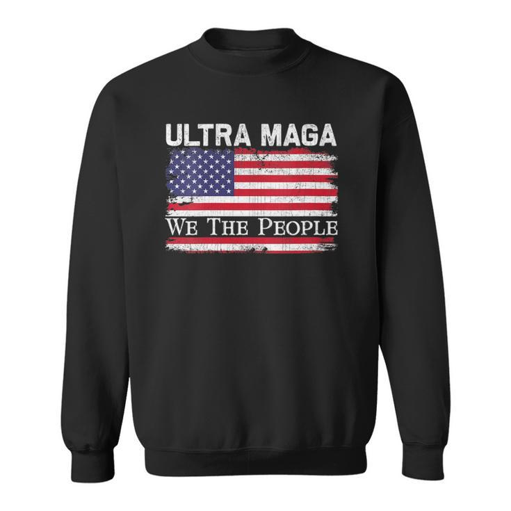 Womens We Are The People Men And Women Vintage Usa Flag Ultra Maga  Sweatshirt