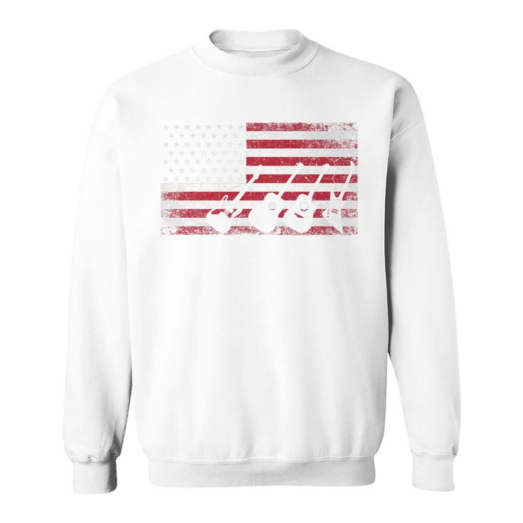 4Th Of July Gift For Men Dad Guitar Musician American Flag   Sweatshirt
