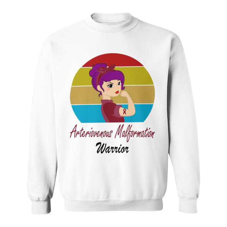 Arteriovenous Malformation Strong Women Vintage  Funny Burgundy Ribbon  Arteriovenous Malformation Support  Arteriovenous Malformation Awareness Sweatshirt