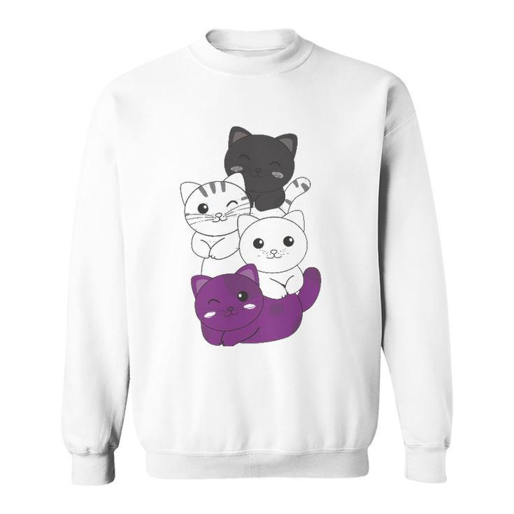 Asexual Flag Pride Lgbtq Cats Asexual Cat Sweatshirt