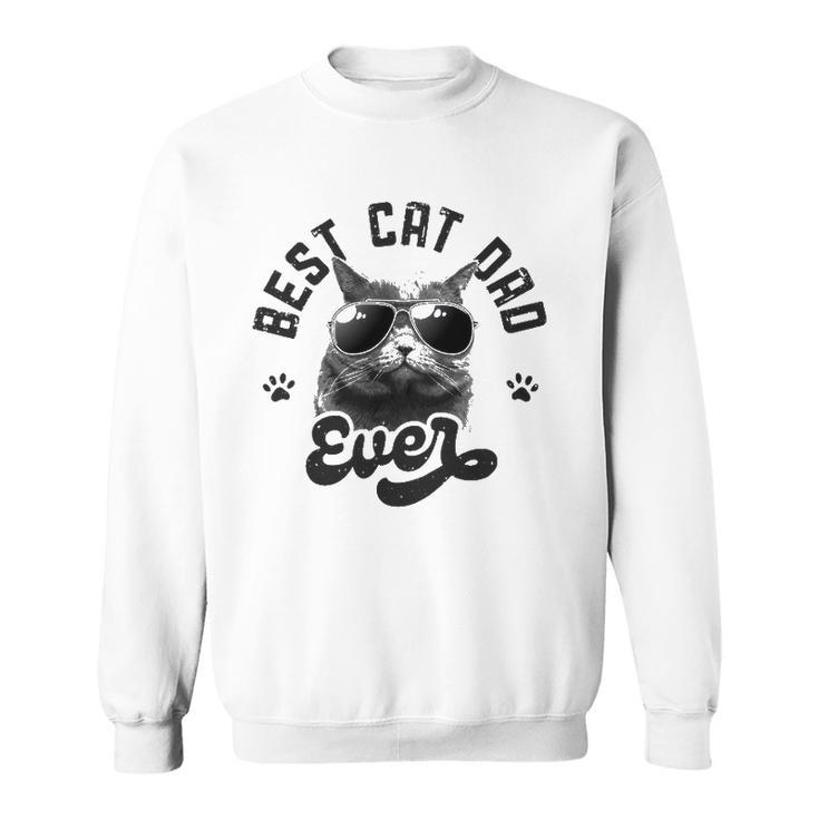 Best Cat Dad Ever Funny Daddy Fathers Day Retro Vintage Men Sweatshirt