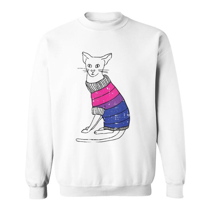 Bisexual Cat Lgbt-Q Pride Cute Kitten Kitty Proud Ally  Sweatshirt