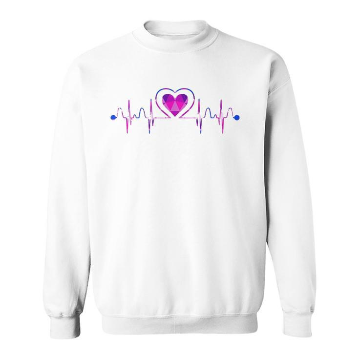 Bisexual Flag Bi Pride Heartbeat Queer Gift Heart Bisexual  Sweatshirt
