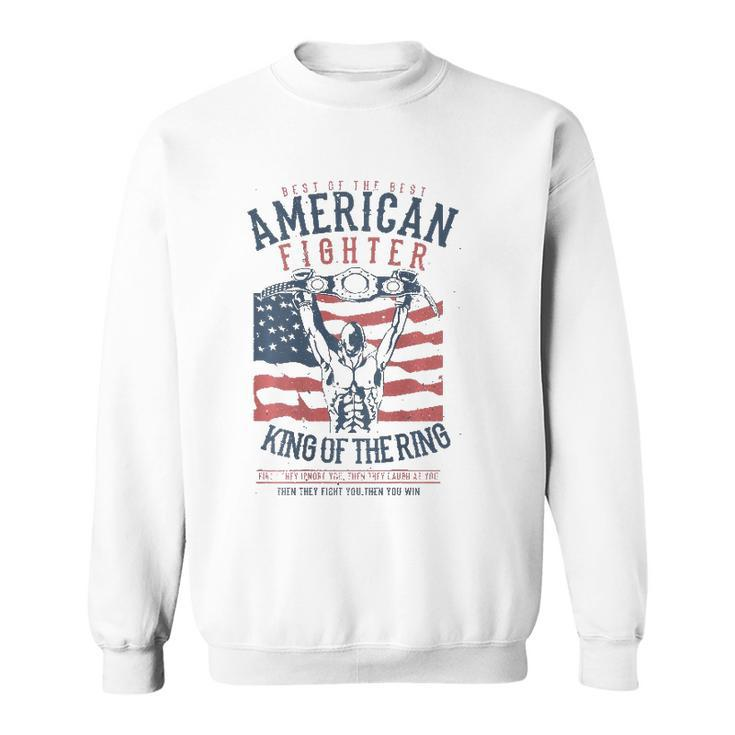 Boxer Graphic With Belt Gloves & American Flag Distressed Sweatshirt