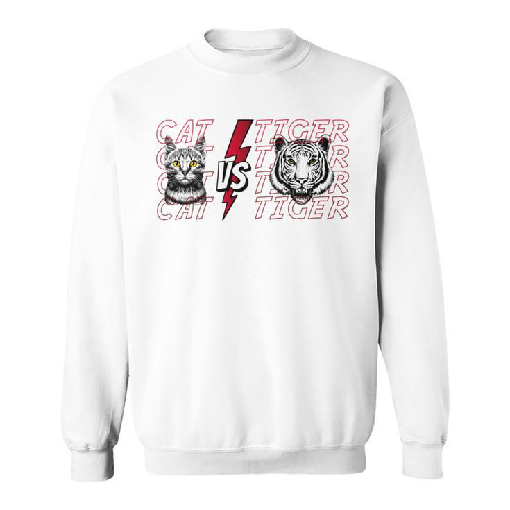 Cat Vs Tiger Gift Birthday Holiday By Mesa Cute Black Sweatshirt