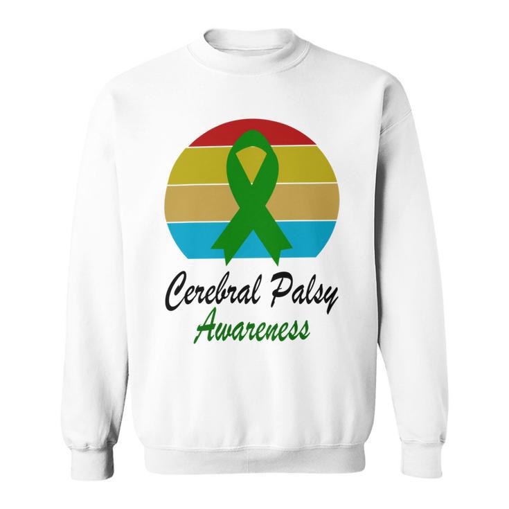 Cerebral Palsy Awareness Vintage  Green Ribbon  Cerebral Palsy  Cerebral Palsy Awareness Sweatshirt