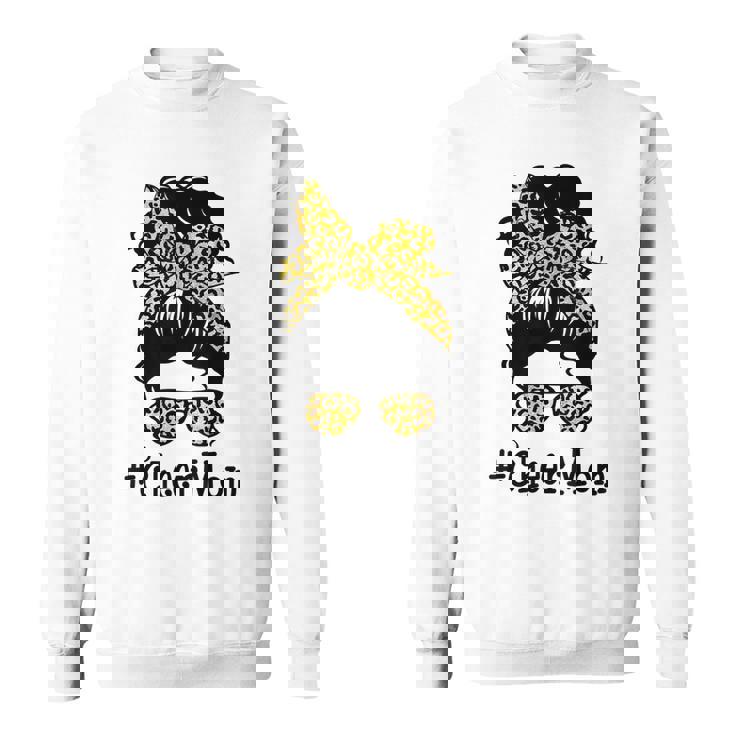 Cheer Mom Leopard Messy Bun Cheerleader Funny Mothers Day  V2 Sweatshirt