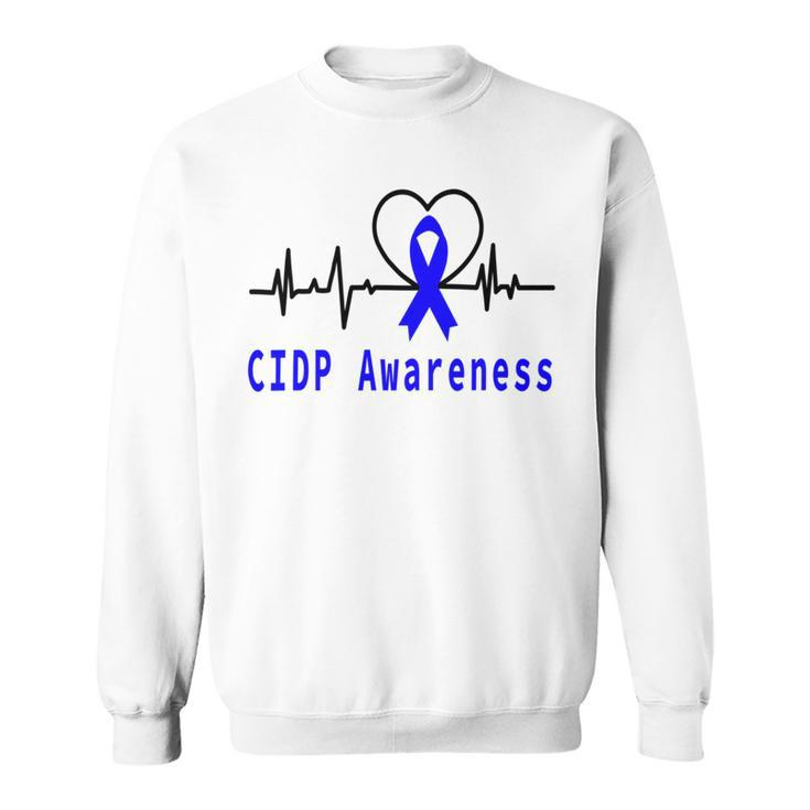 Chronic Inflammatory Demyelinating Polyneuropathy Cidp Awareness Heartbeat  Blue Ribbon  Cidp Support  Cidp Awareness Sweatshirt