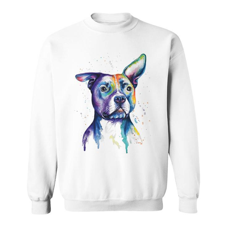 Colorful Pit-Bull Terrier Dog Love-R Dad Mom Boy Girl Funny Sweatshirt
