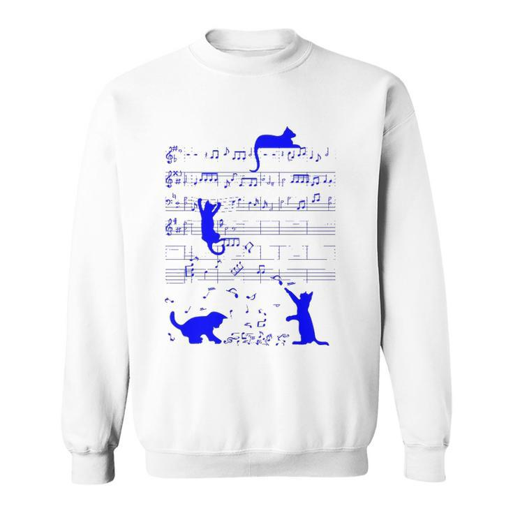 Cute Cats Kitty Music Notes Musician Art Sweatshirt
