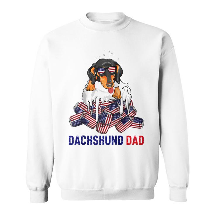 Dachshund Dad Beer Drinking 4Th Of July Us Flag Patriotic  Sweatshirt