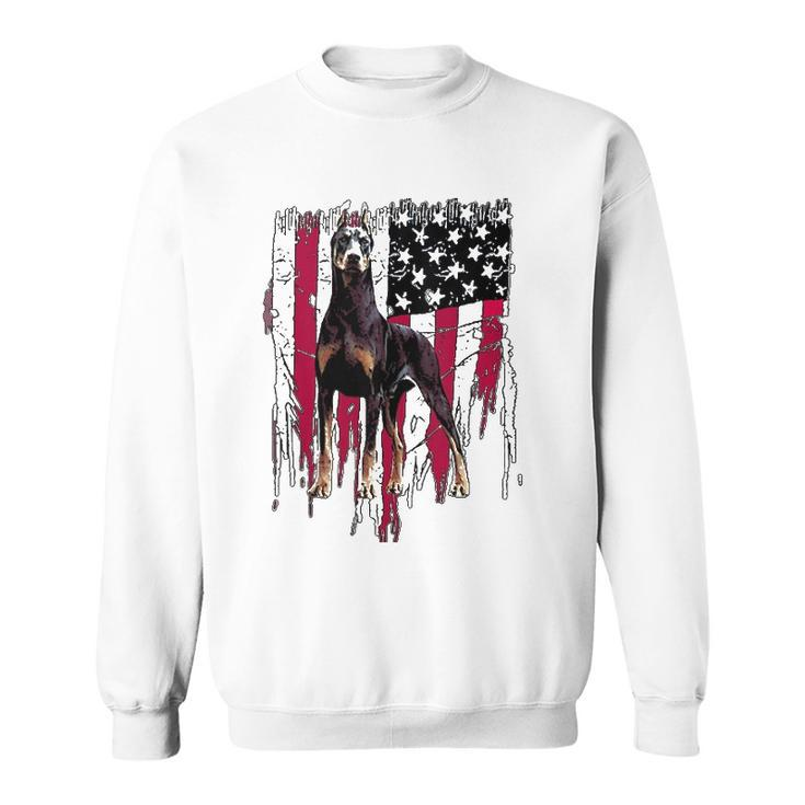 Doberman Pinscher American Flag Usa Awesome  Sweatshirt