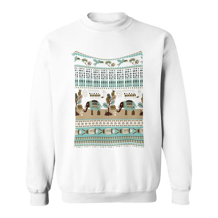 Elephant - Floral And Animal Seamless Pattern Sweatshirt
