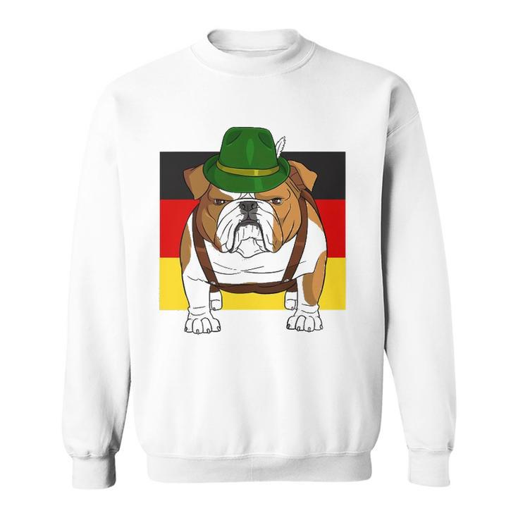 English Bulldog Oktoberfest Lederhosen Alpine Hat Prost Sweatshirt