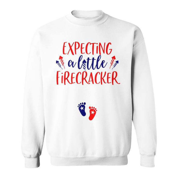 Expecting A Little Firecracker New Mom 4Th Of July Pregnancy  Sweatshirt